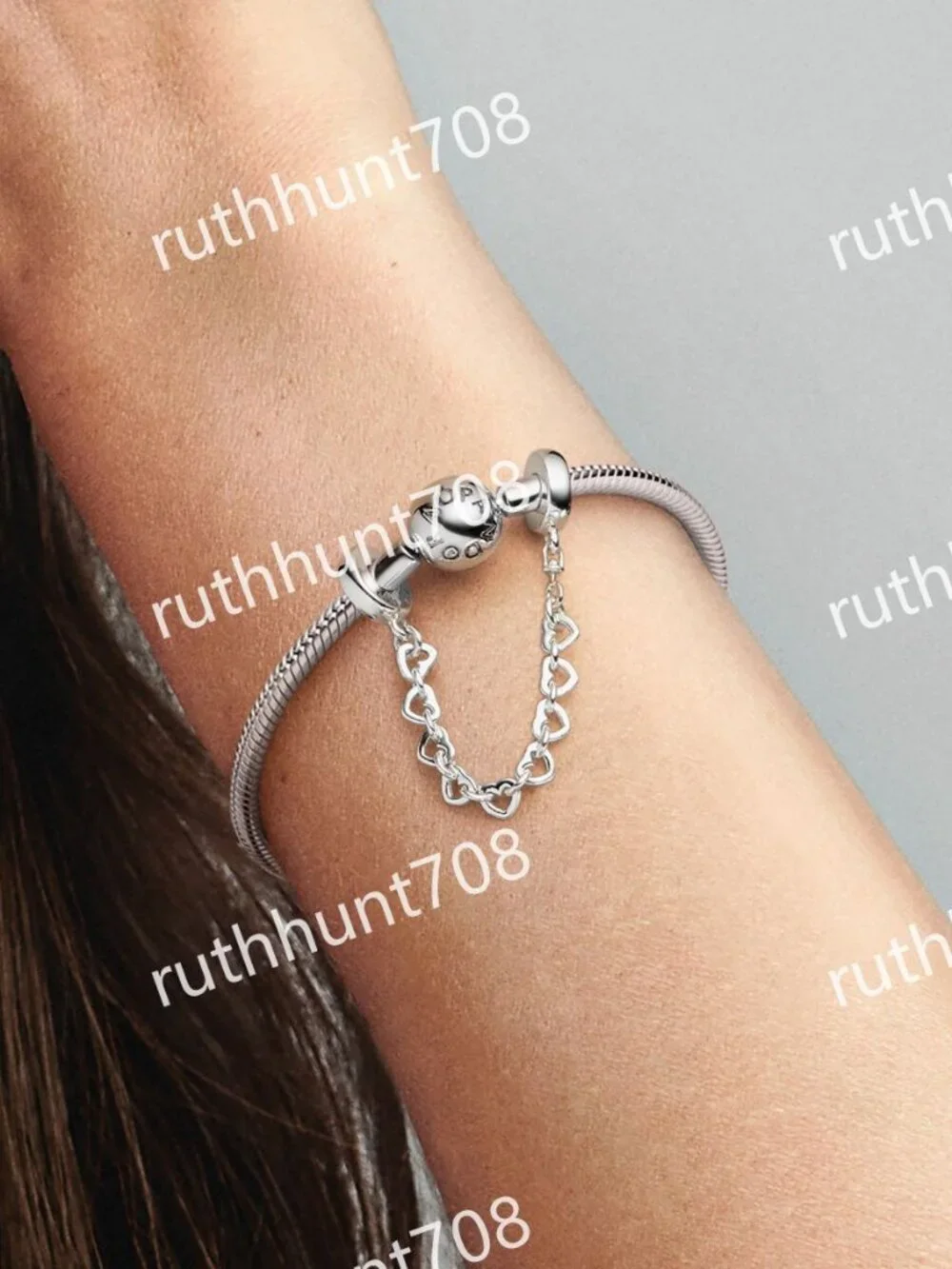 Pandora Linked Hearts Safety Chain
